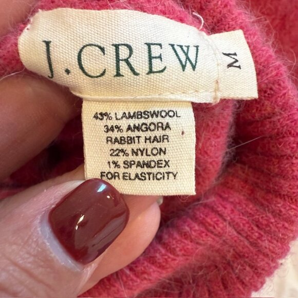 J Crew Sz M Sweater Turtleneck Pink Supersoft Yarn Lambswool Rabbit Hair - Picture 2 of 7